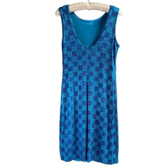 JOHN ROBERTS Sheath Dress BLUE/PURPLE Sparkle Glittery , Low Back, Size 8 - Picture 4 of 12